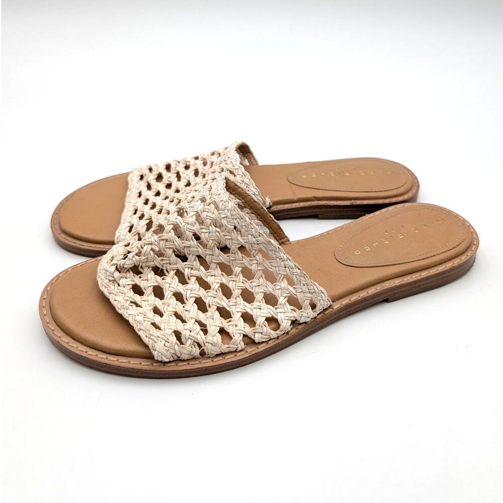 Marc Fisher Glynne Woven Flat Sandals Open Toe Women's Natural Size US8M EU38.5